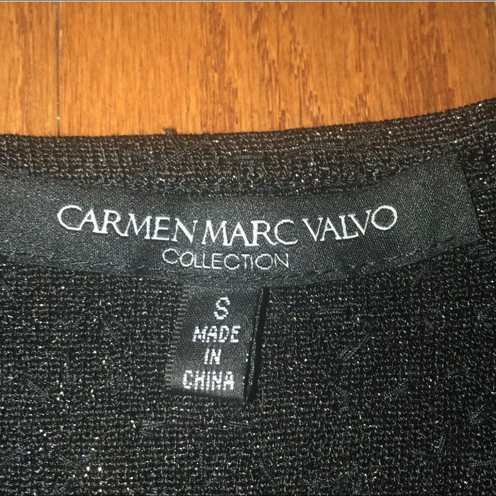 Carmen Marc Valvo Black Cardigan Sweater Gold Sequins Women’s Size Small NWOT - Picture 6 of 6
